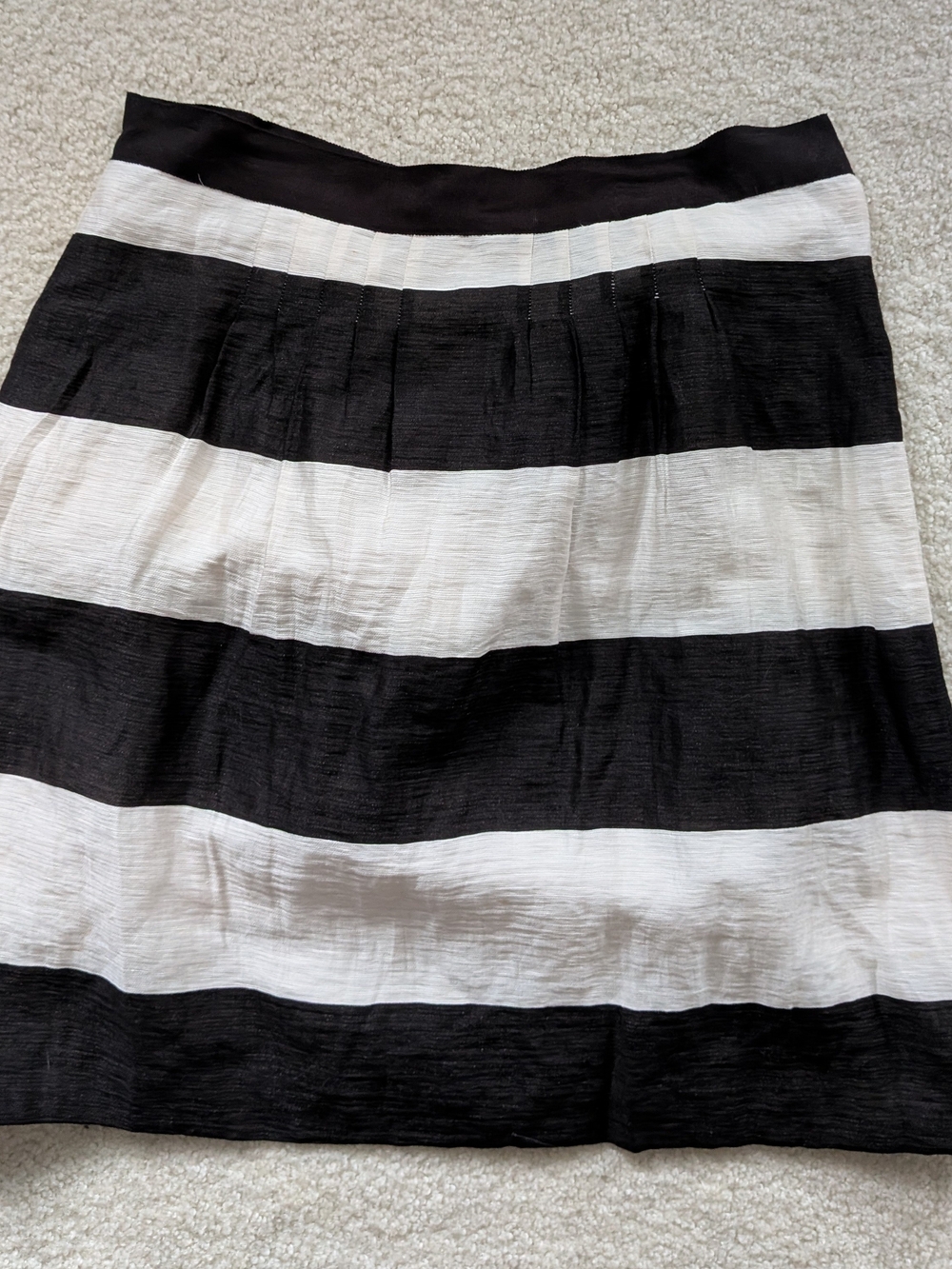 LOFT Black and White Horizontal Stripe A-Line Skirt